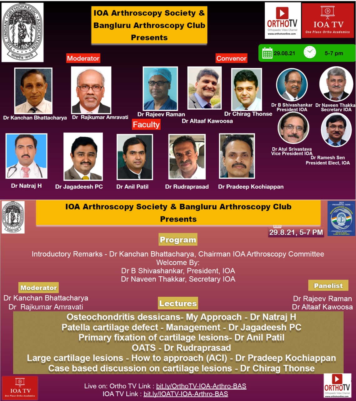 IOA Arthroscopy Committee & Bengaluru Arthroscopy Society Theme: Cartilage Lesions