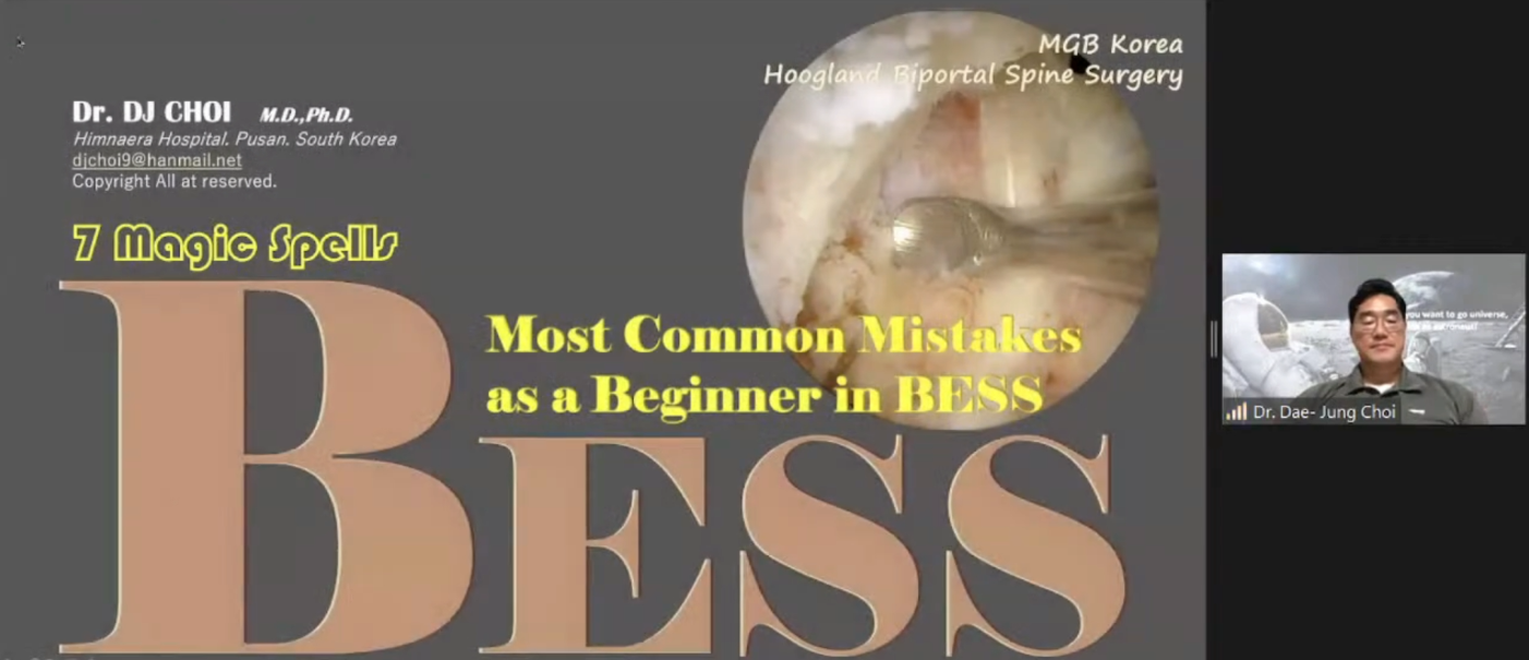Most Common Mistakes as a Biginner in BESS Dr Dae Jung Choi MGB Korea Hoogland Biportal Spine Surgery