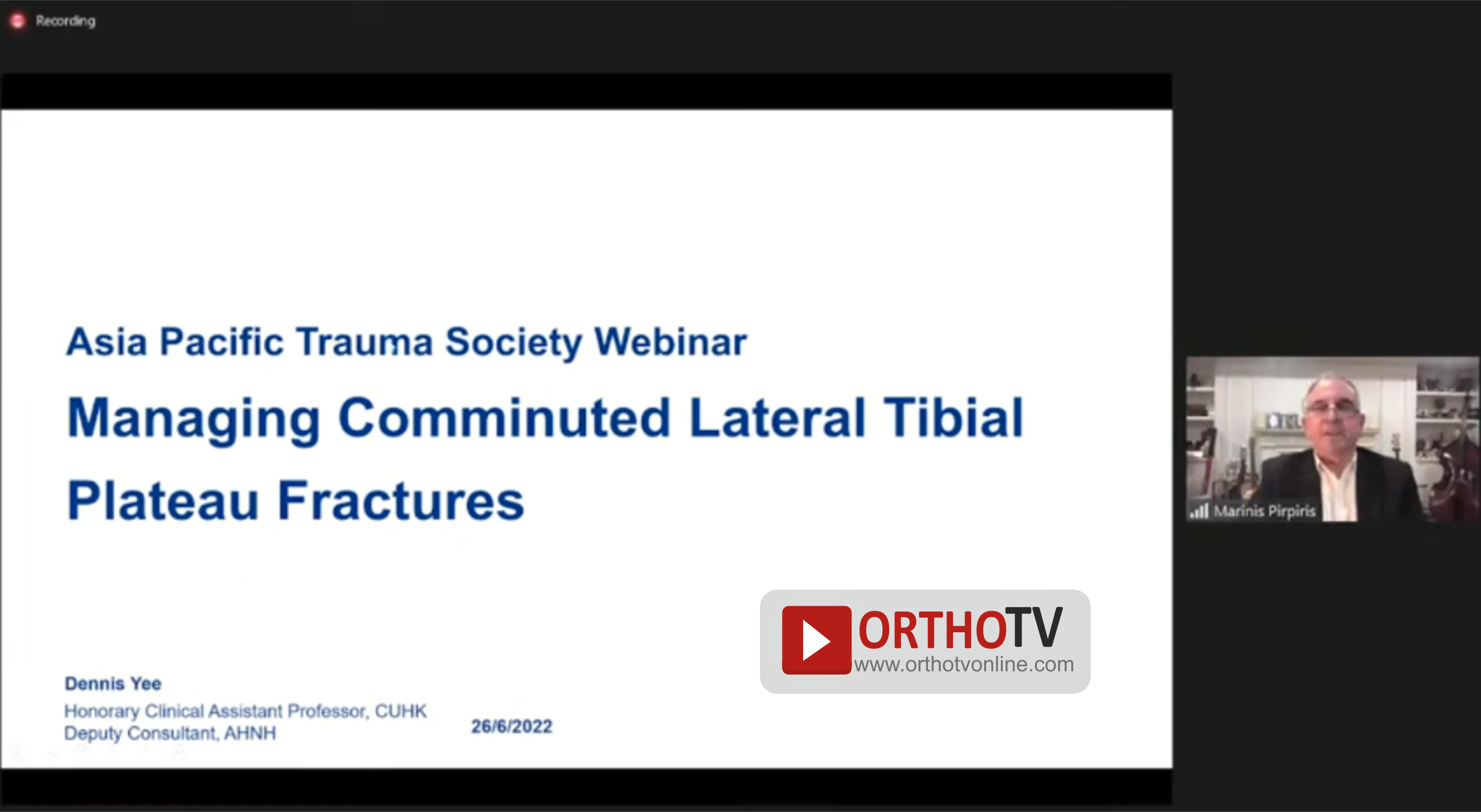 Dr Dennis Yee - Managing Comminuted Lateral Tibial Plateau Fractures 