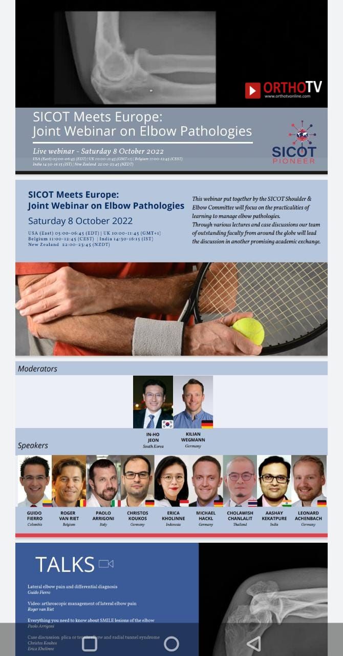 SICOT Meets Europe - Joint Webinar on Elbow Pathologies