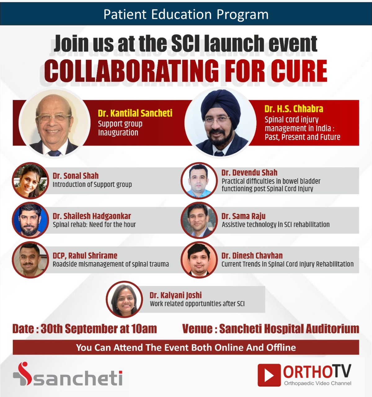 Patient Education Program - Join us at the SCI launch event COLLABORATING FOR CURE