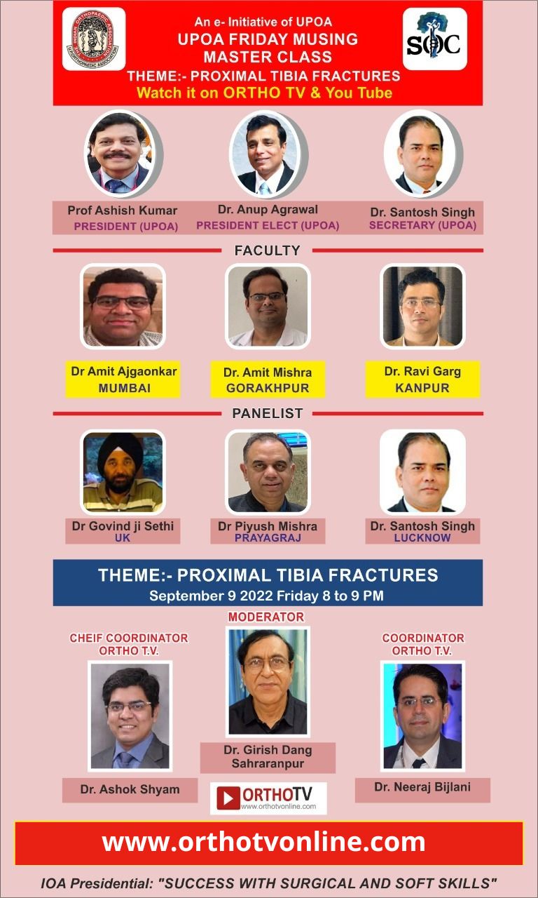 An e - Initiative of UPOA UPOA FRIDAY MUSING MASTER CLASS - PROXIMAL TIBIA FRACTURES