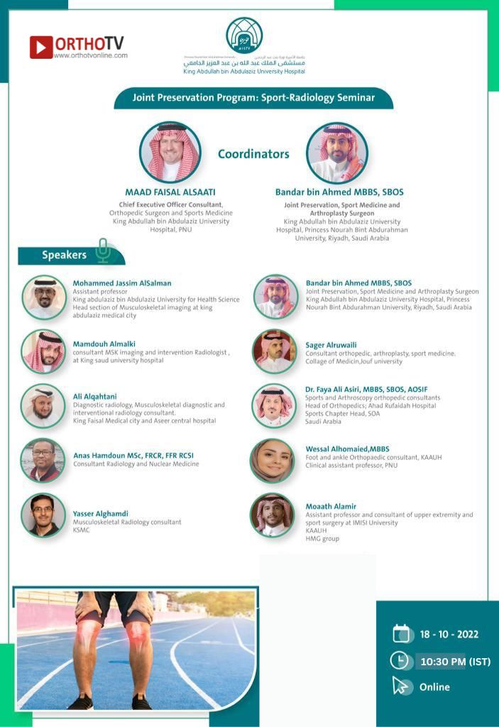 King Abdullah bin Abdulaziz University Hospital - Joint Preservation Program: Sport-Radiology Seminar