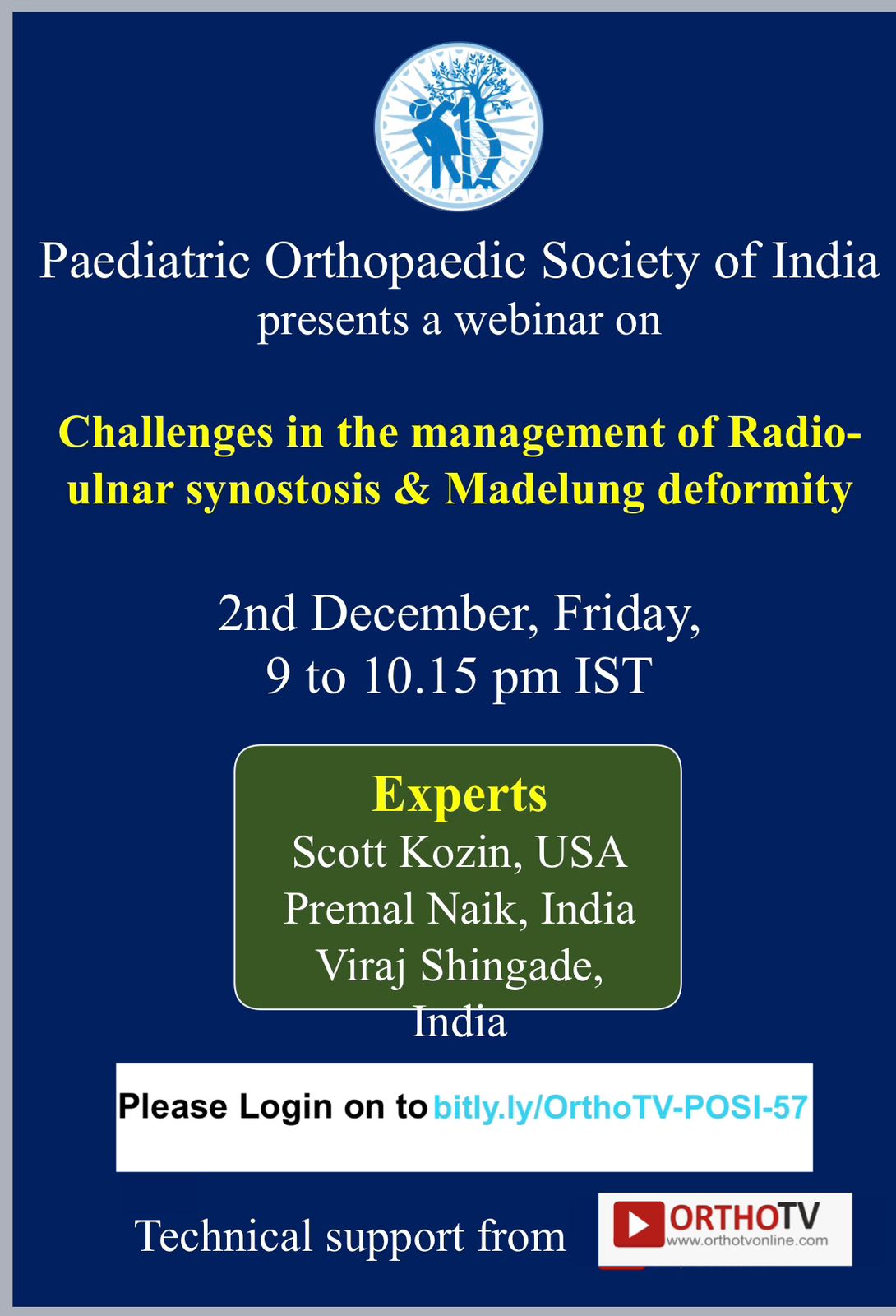 🔰Paediatric Orthopaedic Society of India presents a webinar