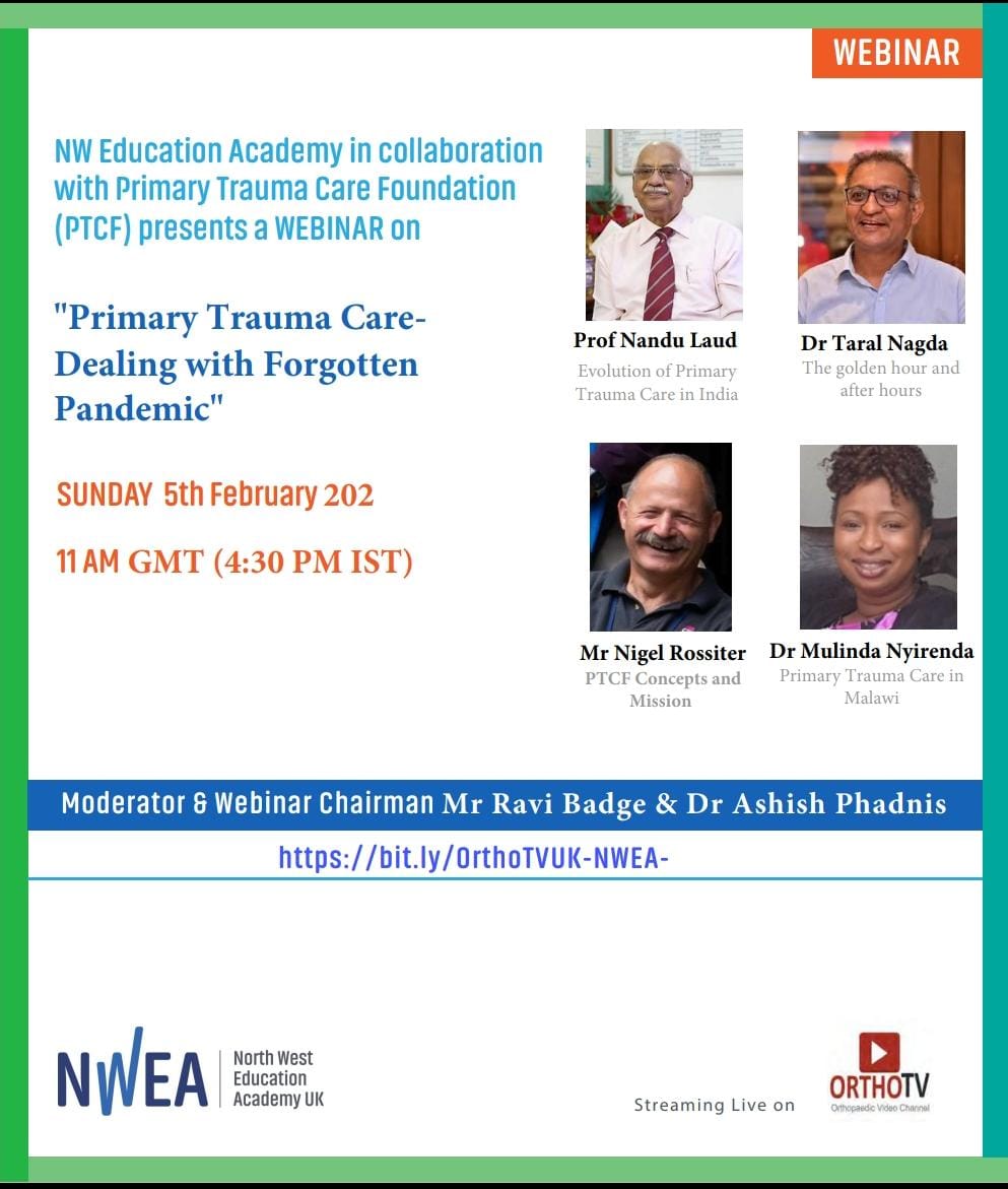 NW Education Academy in collaboration with Primary Trauma Care Foundation (PTCF) presents a WEBINAR - Primary Trauma Care. Dealing with Forgotten Pandemic