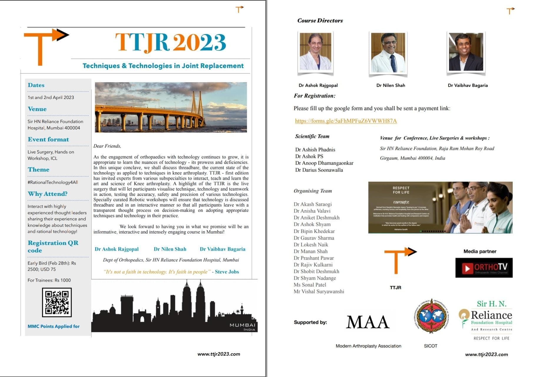 TTJR 2023 Techniques & Technologies in Joint Replacement