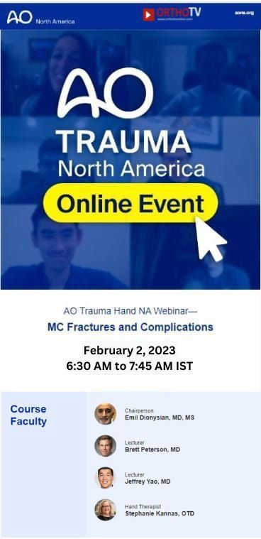 AO TRAUMA HAND NORTH AMERICA Webinar on OrthoTV Global - MC Fractures and Complications