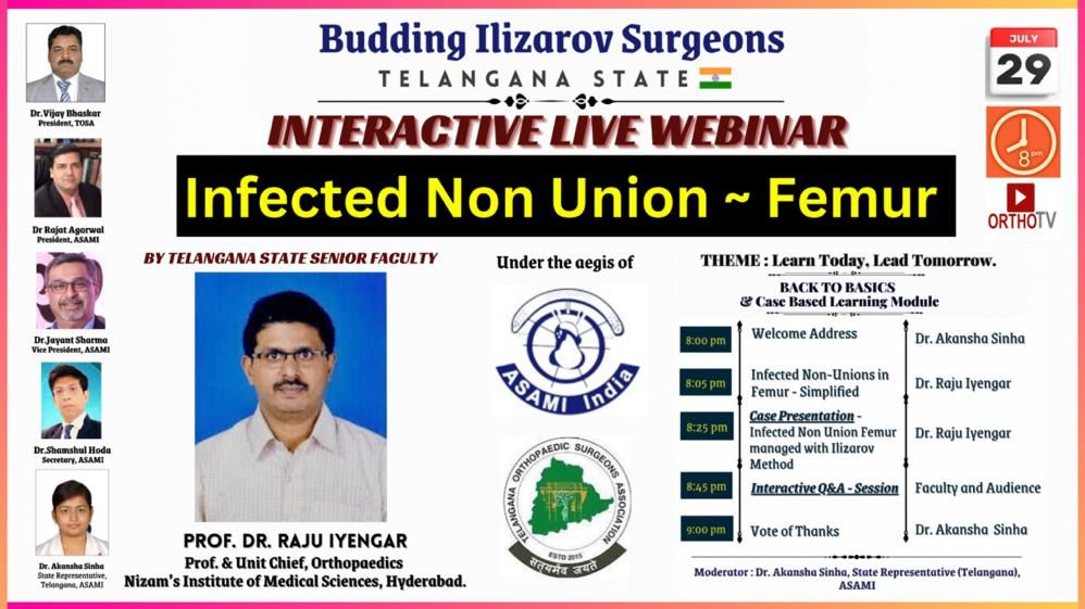 Budding Ilizarov Surgeons Telangana State : Infected Non Union ~ Femur - PROF. DR. RAJU IYENGAR
